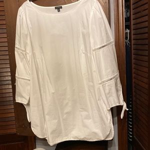 Talbots XL Size 16 Long White Blouse 3/4 Sleeves